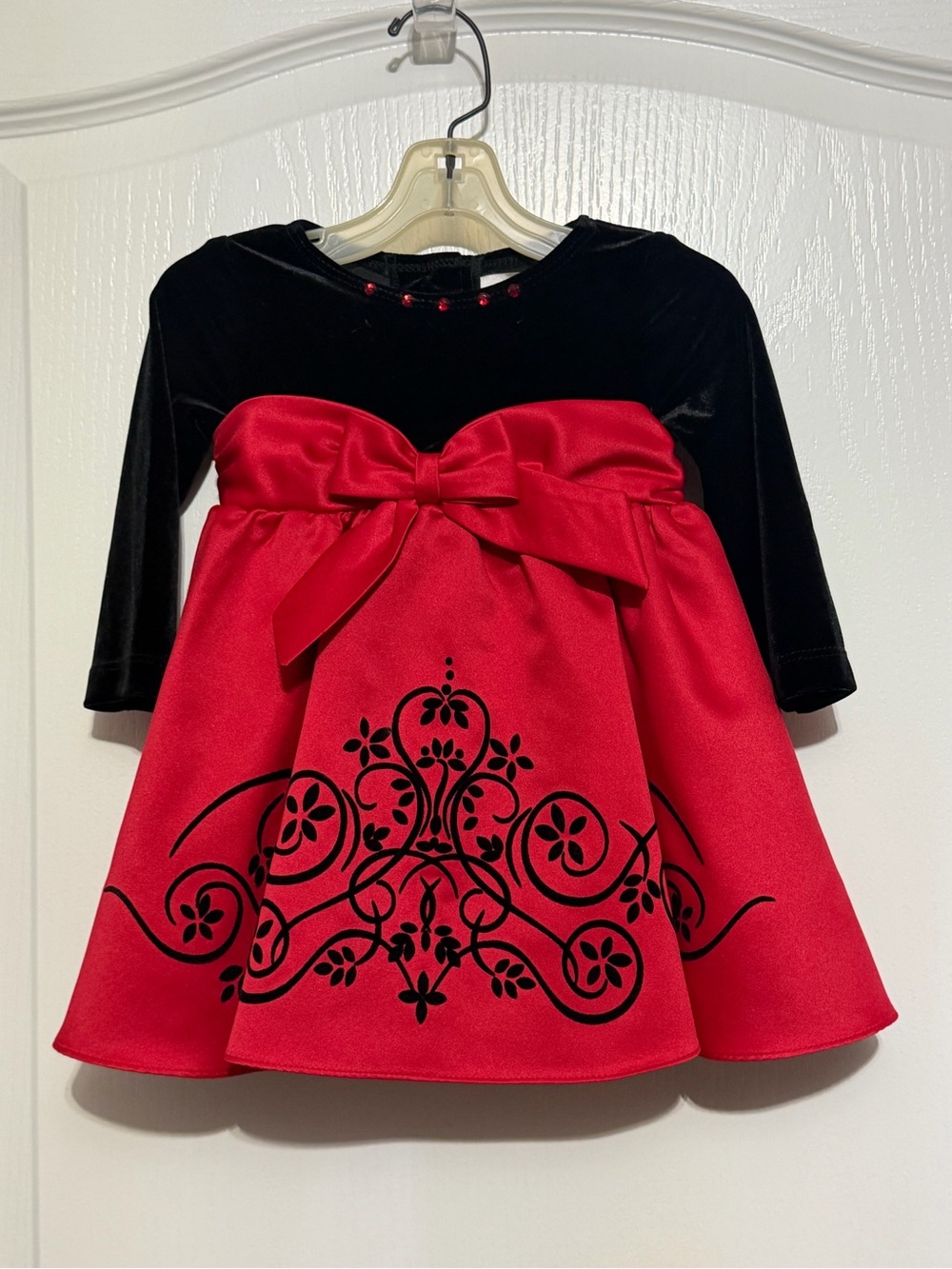Red and Black Infant Girls Dress, 12 mo.